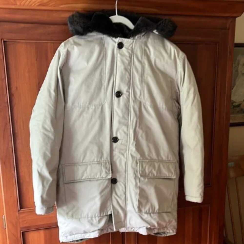 Supreme Tan Puffer Coat with Fur Hood